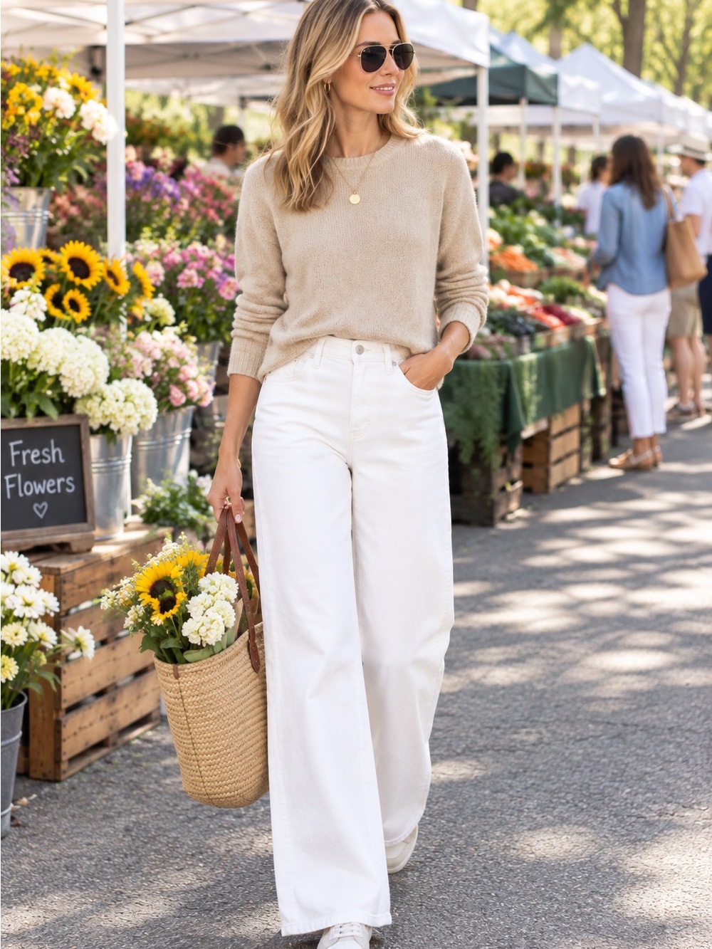 Banana Republic White High-Rise Wide Leg Jeans